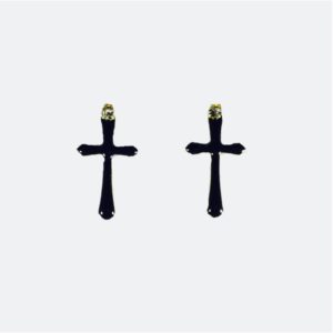 Black Patent Cross Earrings