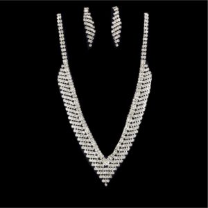 Stunning Plated Rhinestone Statement Necklace Set