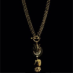 Long  Necklace with Frog Pendant