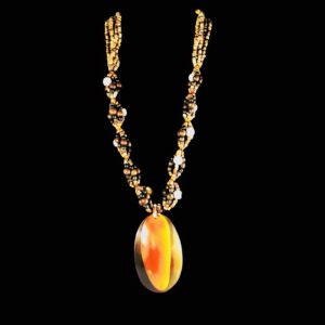 Seed Bead Necklace with Mother of Pear Focal