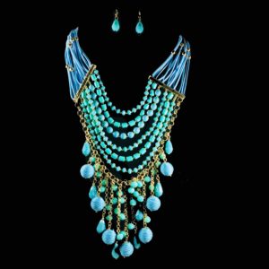 Stylish Dangle Bead Statement Necklace Set