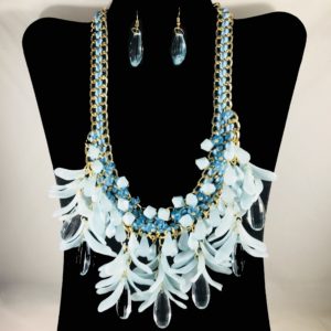 Crystal Dangle Statement Necklace Set