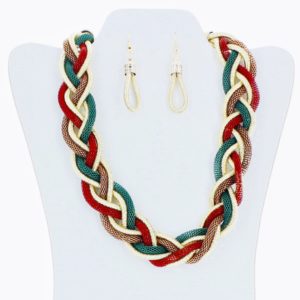 Trendy Multi-Colored Braided Necklace Set