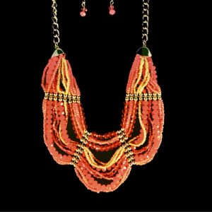 Stunning Seed Bead Bib Necklace Set