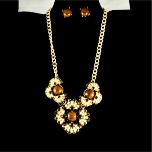 Beaded Rhinestone Necklace Set
