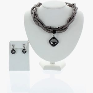 Braided Crystal Pendant Necklace Set