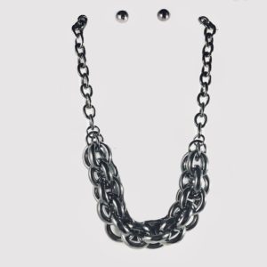 Pave Chain Link Necklace Set