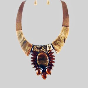 Leather Crystal Necklace Set