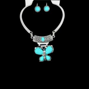 Stunning Bib Necklace Set with Butterfly Pendant