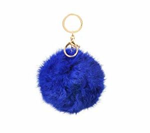 Faux Fur Ball Charm & Pearl Keychain