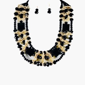 Square Bead Bid Necklace Set