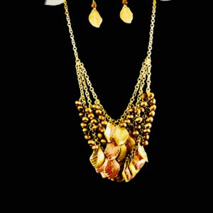 Beaded Leaf Necklace Set