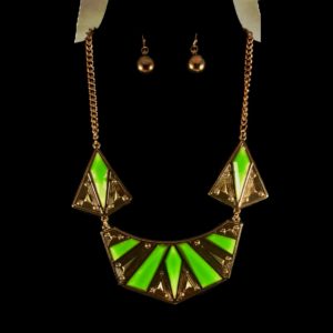 Metal Plate Collar Bib Necklace Set