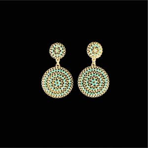 Double Circle Mesh Drop Earrings