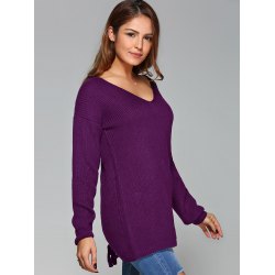 Lace-Up Back Knitted Sweater