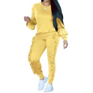 Frill Trim Tired Sleeve Casual Women Suit