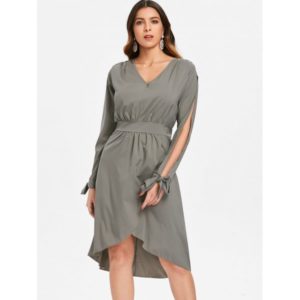 Split Sleeve V Neck Dress
