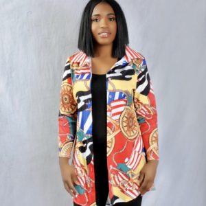 Naval Collar Loose Print Shirt