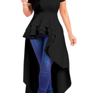 Short Sleeve O-Neck Princess Dress Ankle-Length Solid Casual Dress