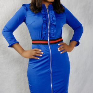 O-Neck Step Skirt Knee-Length Patchwork ruffle Club Dresses