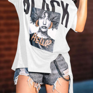 Letter Patchwork Print Blouse