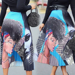 Trendy Character Multicolor Mid Calf Skirt