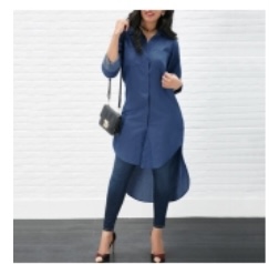 Fashionable Turndown Collar Solid Long Blouse