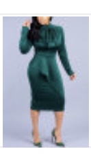 Solid Tie-Bow Long Sleeve Ruffled  Dress